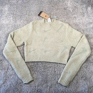 Nike NSW Phoenix Cozy Boucle L/S Tight Knit Top SZ Medium Women Jade FZ1716-370
